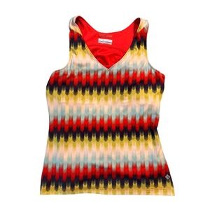 Columbia Omni-Wick‎ Tank Top Womens Large Multicolor Chevron V-Neck AL6436